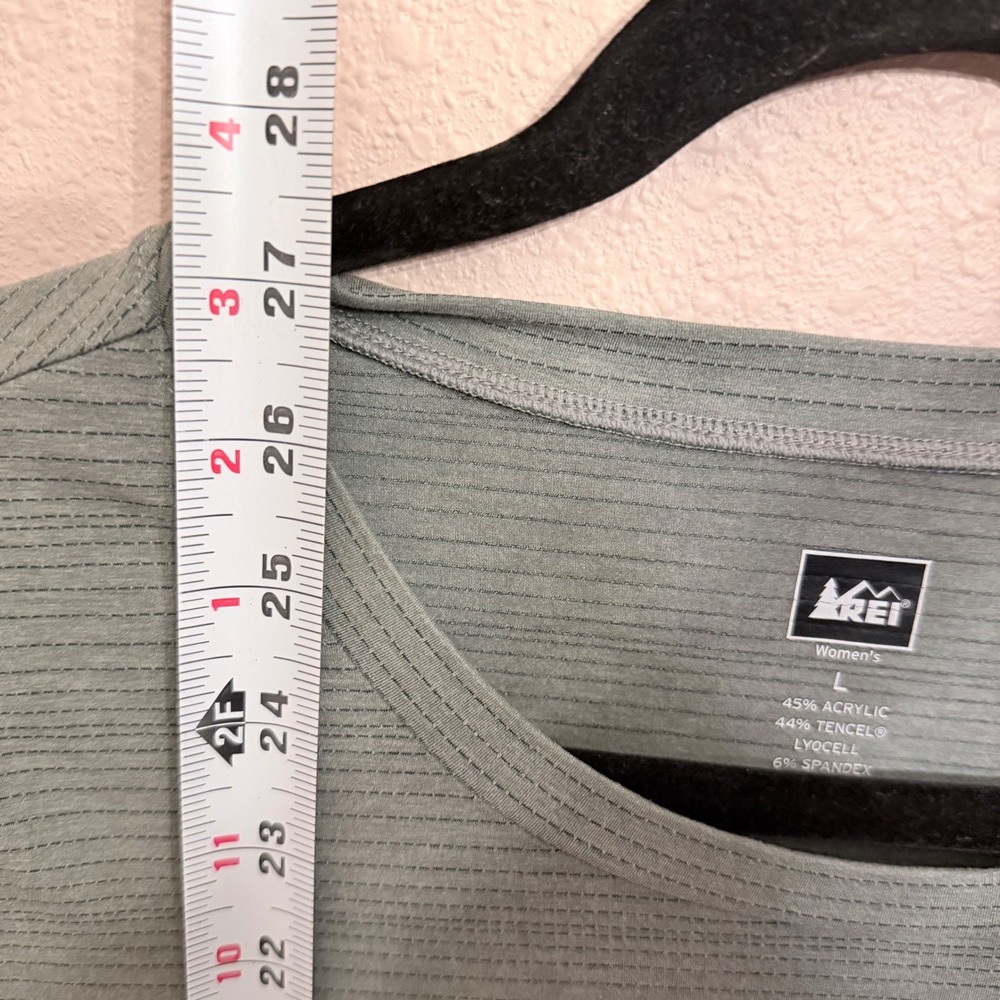 REI Womens Large Sage Green Textured Stripe Long Sleeve T-Shirt Base Layer - Picture 6 of 6